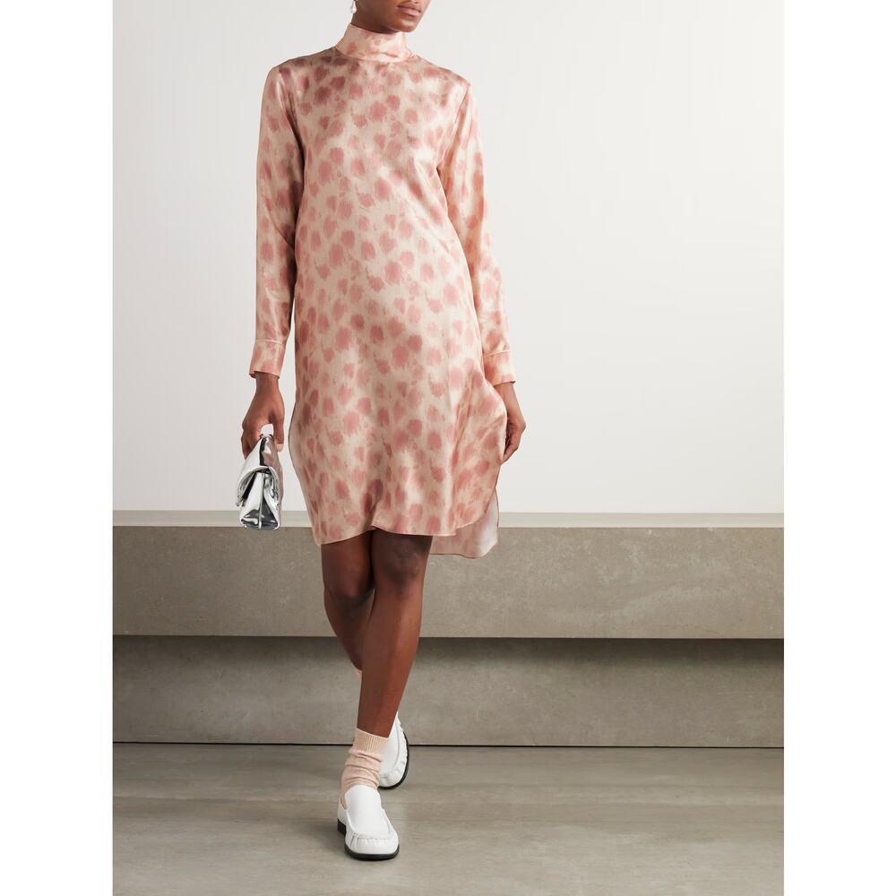 Marni NWT Leopard Silk Twill Tunic Dress Antique Rose Size 36 IT 0 US XS